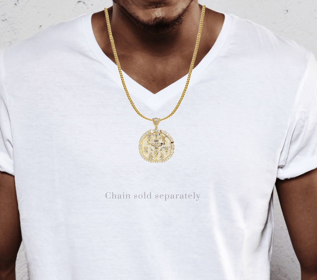 Big Jesus & Cz 10K Yellow Gold Pendant. | 39.1 Grams MEN'S PENDANTS FROST NYC 