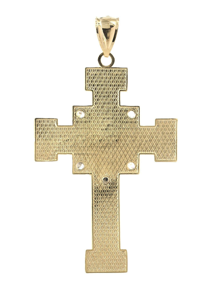 Big Gold Cross & Cz 10K Yellow Gold Pendant. | 8.8 Grams MEN'S PENDANTS FROST NYC 