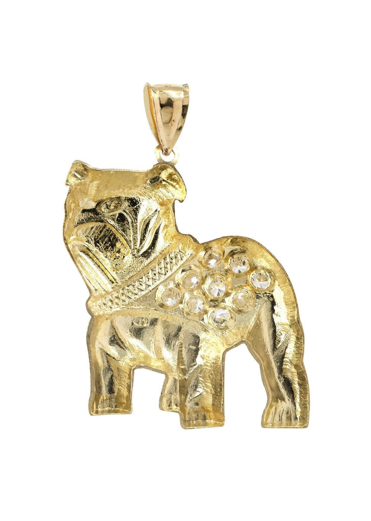 Big Dog & Cz 10K Yellow Gold Pendant. | 11 Grams MEN'S PENDANTS FROST NYC 