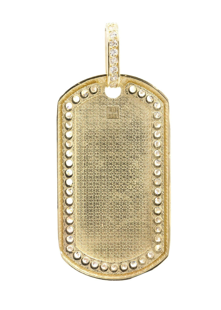 Big Dogtag & Cz 10K Yellow Gold Pendant. | 18.4 Grams MEN'S PENDANTS FROST NYC 