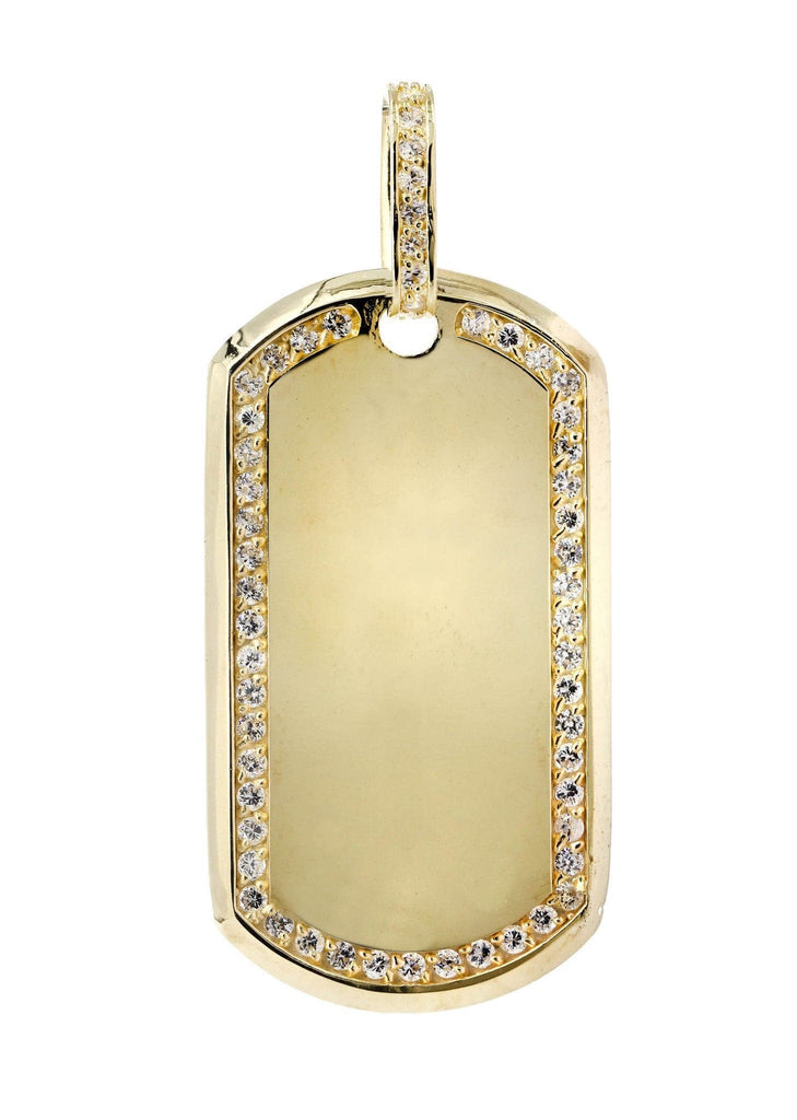 Big Dogtag & Cz 10K Yellow Gold Pendant. | 18.4 Grams MEN'S PENDANTS FROST NYC 