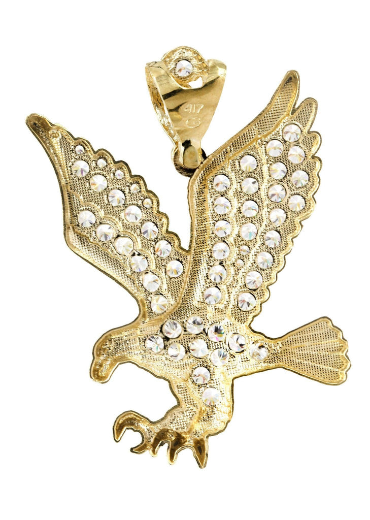 Big Eagle & Cz 10K Yellow Gold Pendant. | 10.7 Grams MEN'S PENDANTS FROST NYC 