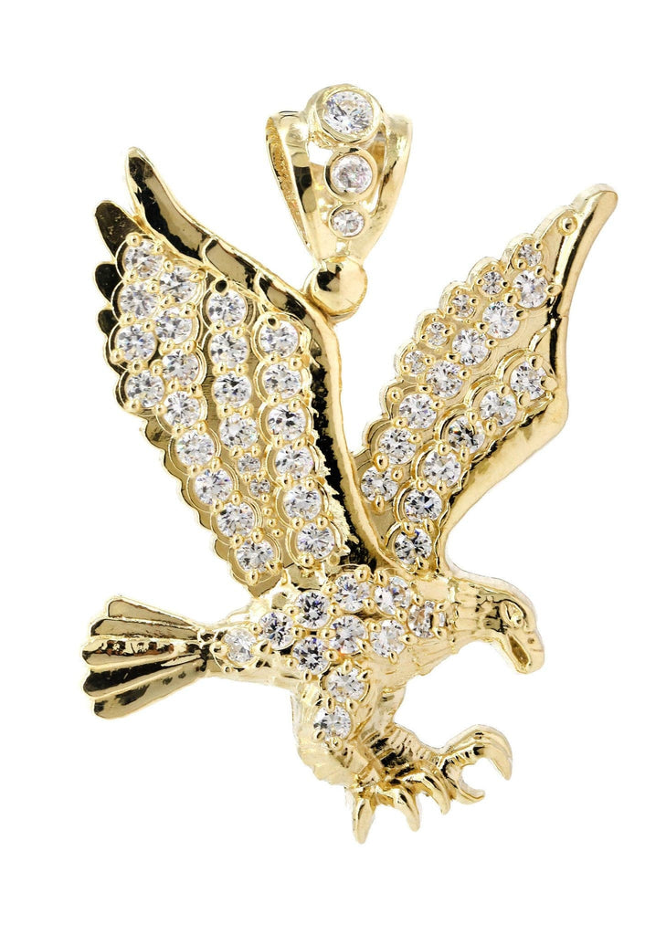 Big Eagle & Cz 10K Yellow Gold Pendant. | 10.7 Grams MEN'S PENDANTS FROST NYC 