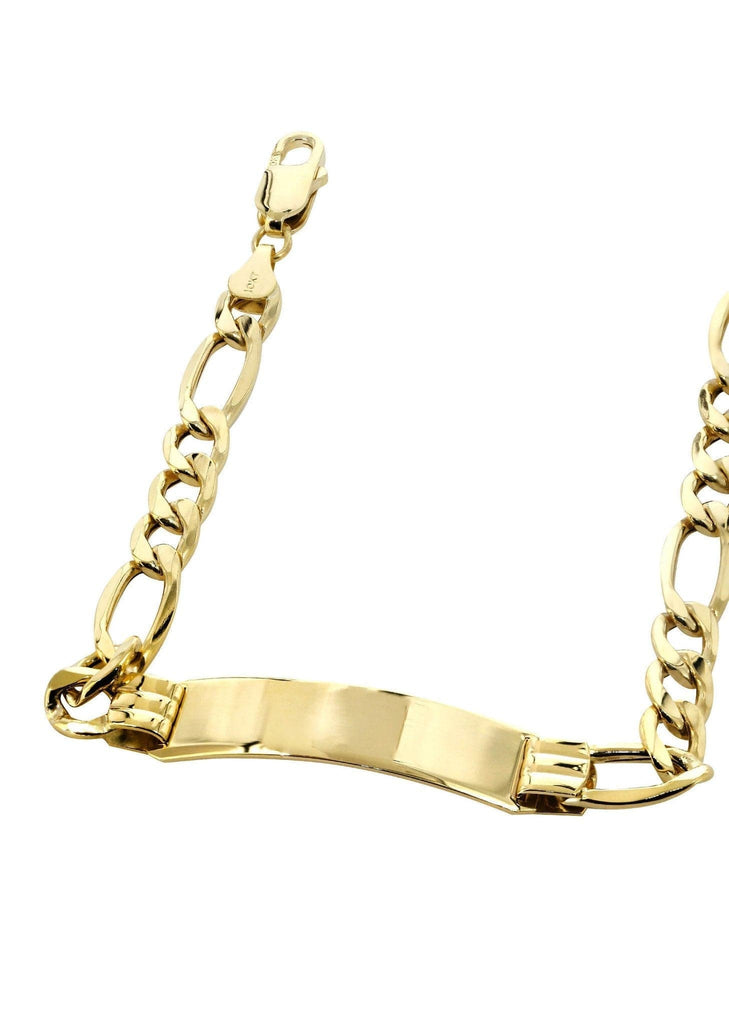 Hollow Id Figaro Bracelet 10K Yellow Gold Men's Gold Bracelets FROST NYC 