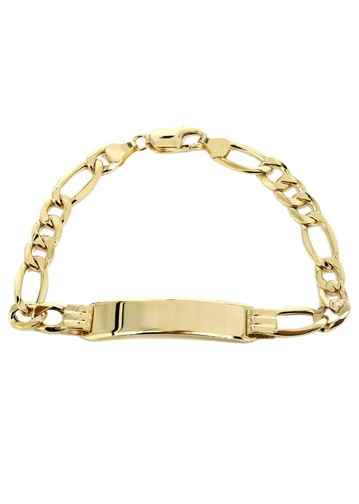 Hollow Id Figaro Bracelet 10K Yellow Gold Men's Gold Bracelets FROST NYC 
