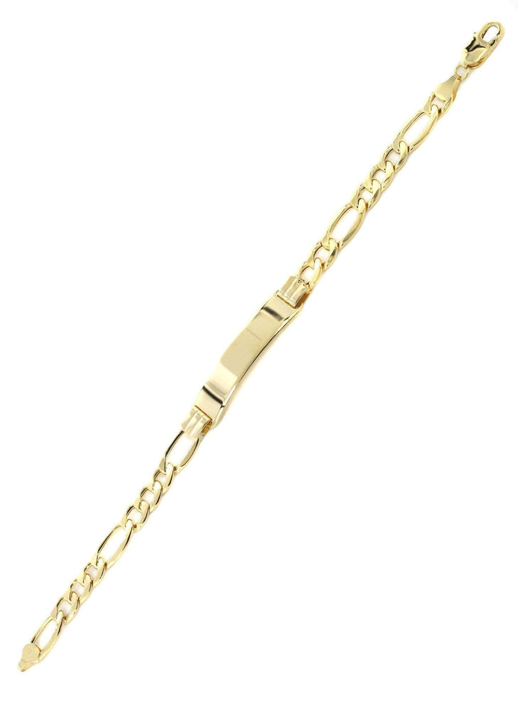 Hollow Id Figaro Bracelet 10K Yellow Gold Men's Gold Bracelets FROST NYC 