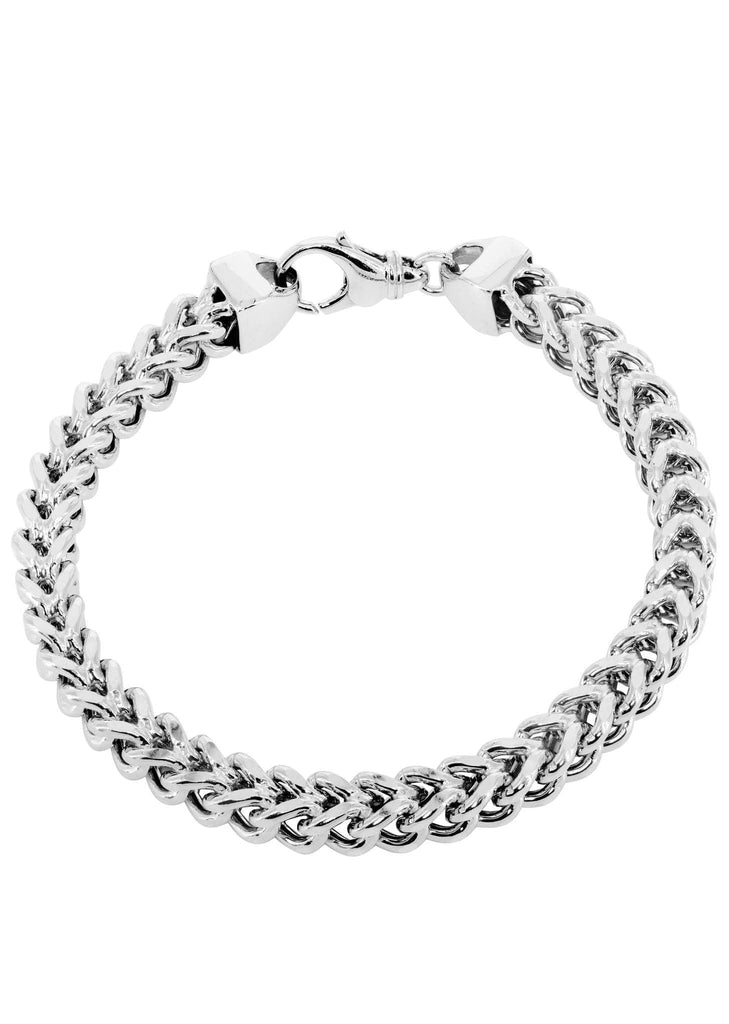 Hollow Mens Franco Bracelet 10K White Gold Men's Gold Bracelets FROST NYC 