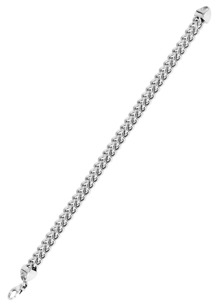 Hollow Mens Franco Bracelet 10K White Gold Men's Gold Bracelets FROST NYC 