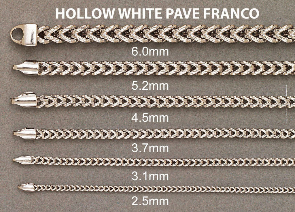 Hollow Mens Diamond Cut Franco Bracelet 10K White Gold Men's Gold Bracelets FROST NYC 