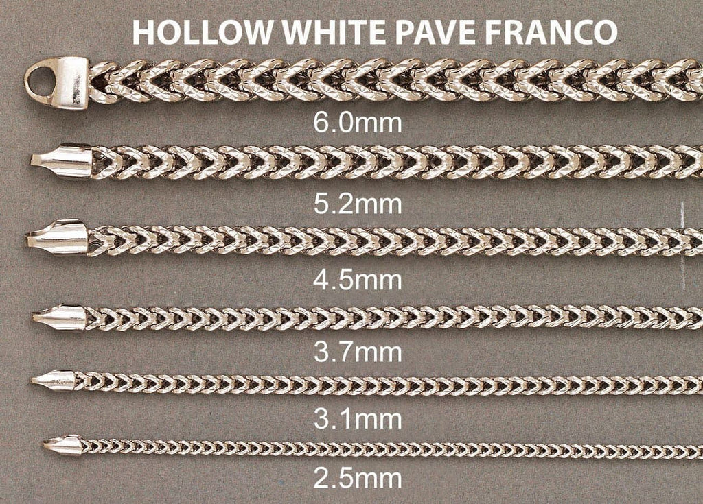 Gold Chain - Mens Hollow Diamond Cut Franco Chain 10K White Gold MEN'S CHAINS FROST NYC 