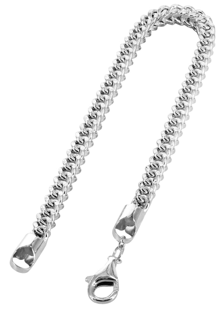 Hollow Mens Diamond Cut Franco Bracelet 10K White Gold Men's Gold Bracelets FROST NYC 