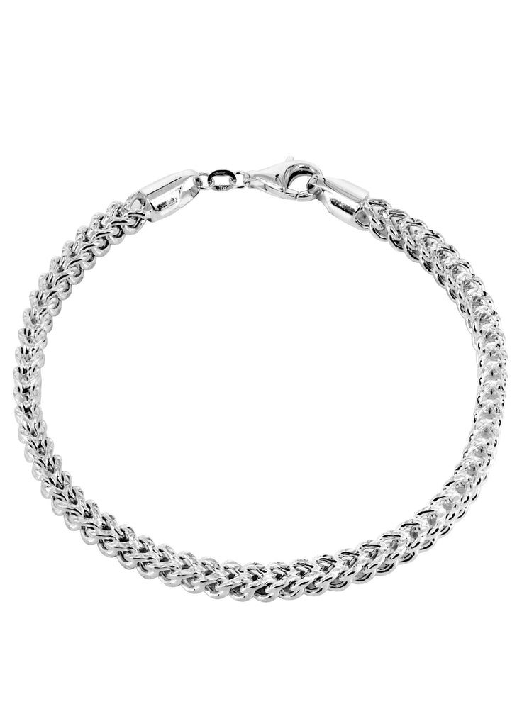 Hollow Mens Diamond Cut Franco Bracelet 10K White Gold Men's Gold Bracelets FROST NYC 