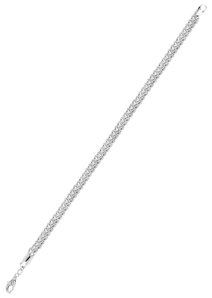 Hollow Mens Diamond Cut Franco Bracelet 10K White Gold Men's Gold Bracelets FROST NYC 