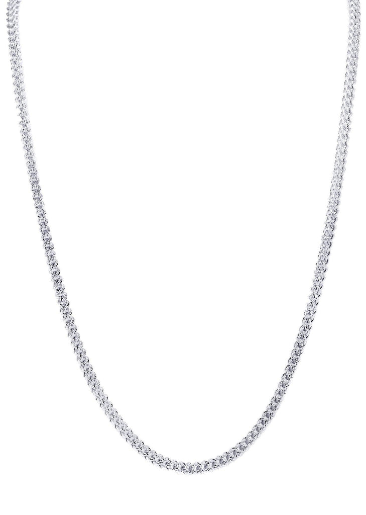 Gold Chain - Mens Hollow Diamond Cut Franco Chain 10K White Gold MEN'S CHAINS FROST NYC 