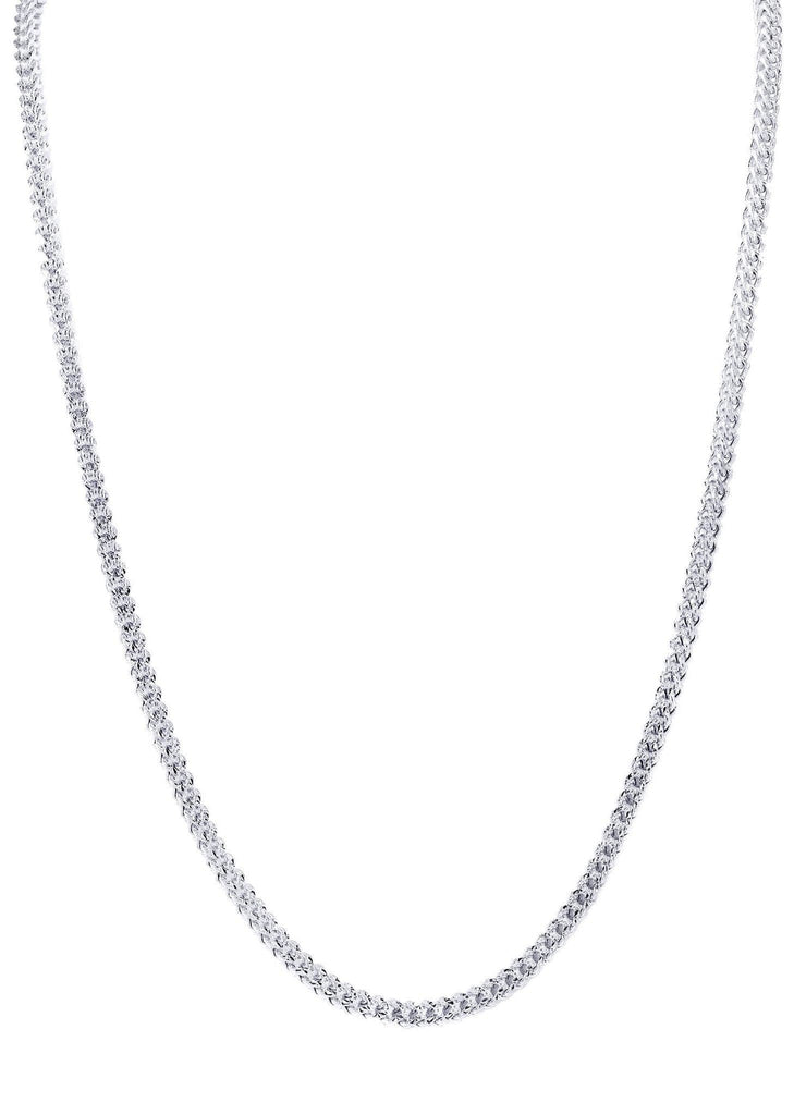 Gold Chain - Mens Hollow Diamond Cut Franco Chain 10K White Gold MEN'S CHAINS FROST NYC 