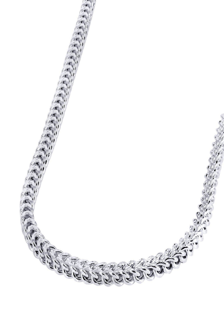 Gold Chain - Mens Hollow Diamond Cut Franco Chain 10K White Gold MEN'S CHAINS FROST NYC 