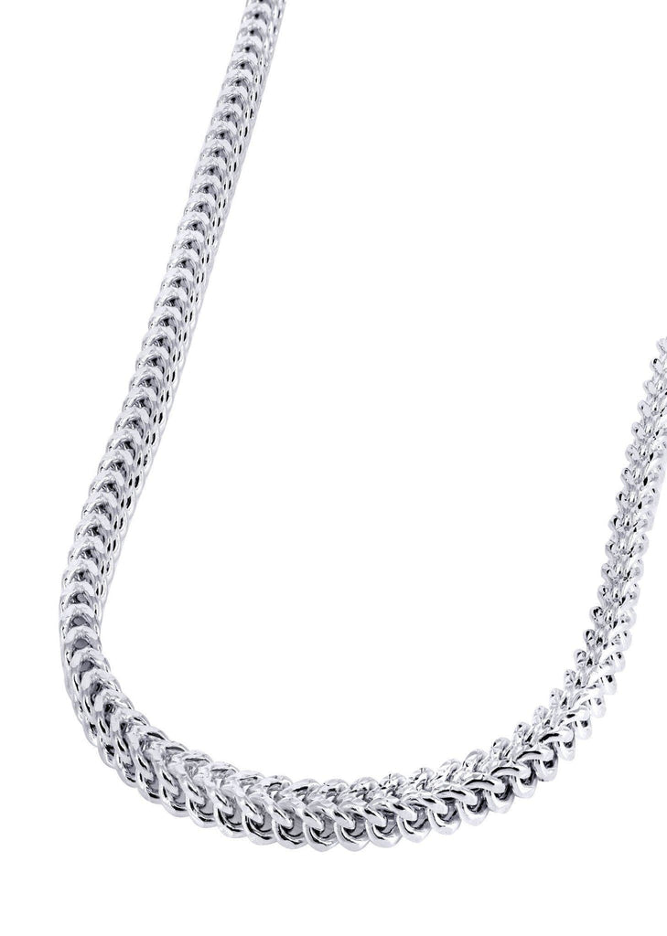 Gold Chain - Mens Hollow Diamond Cut Franco Chain 10K White Gold MEN'S CHAINS FROST NYC 