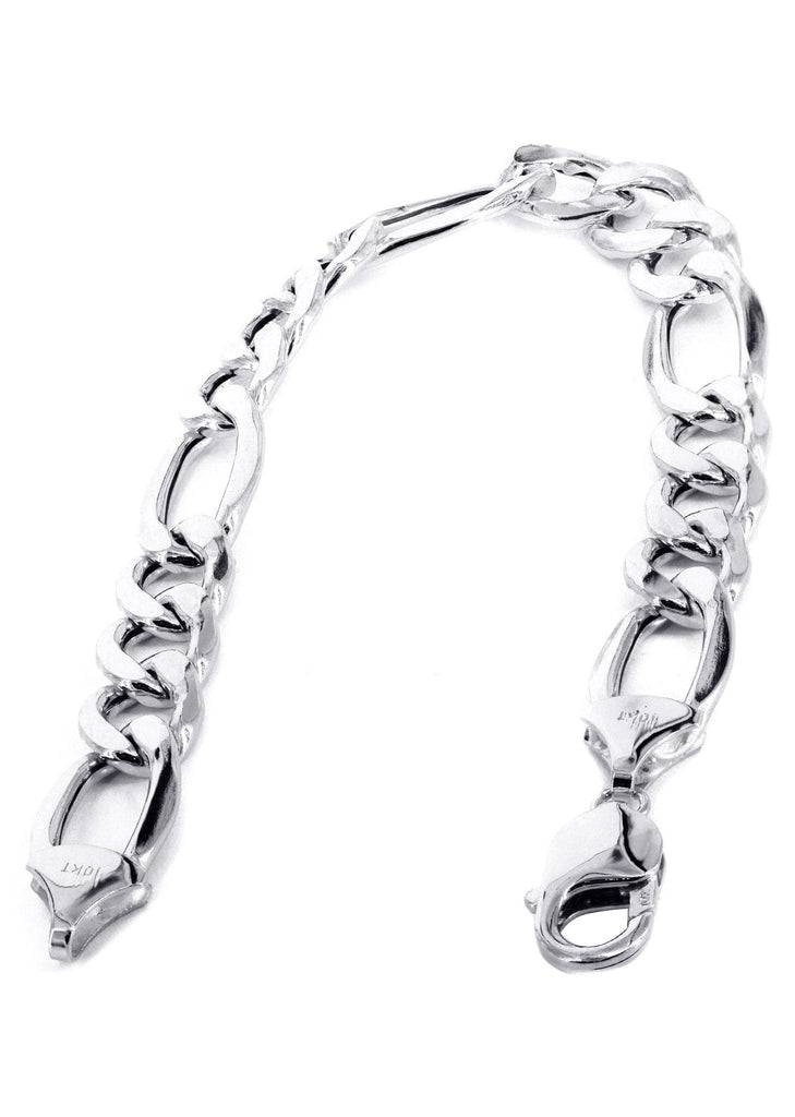Hollow Mens Figaro Bracelet 10K White Gold Men's Gold Bracelets MANUFACTURER 1 