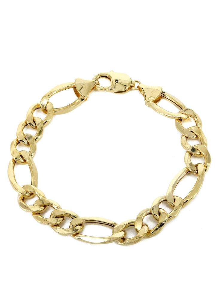 Hollow Mens Figaro Bracelet 10K Yellow Gold Men's Gold Bracelets FROST NYC 
