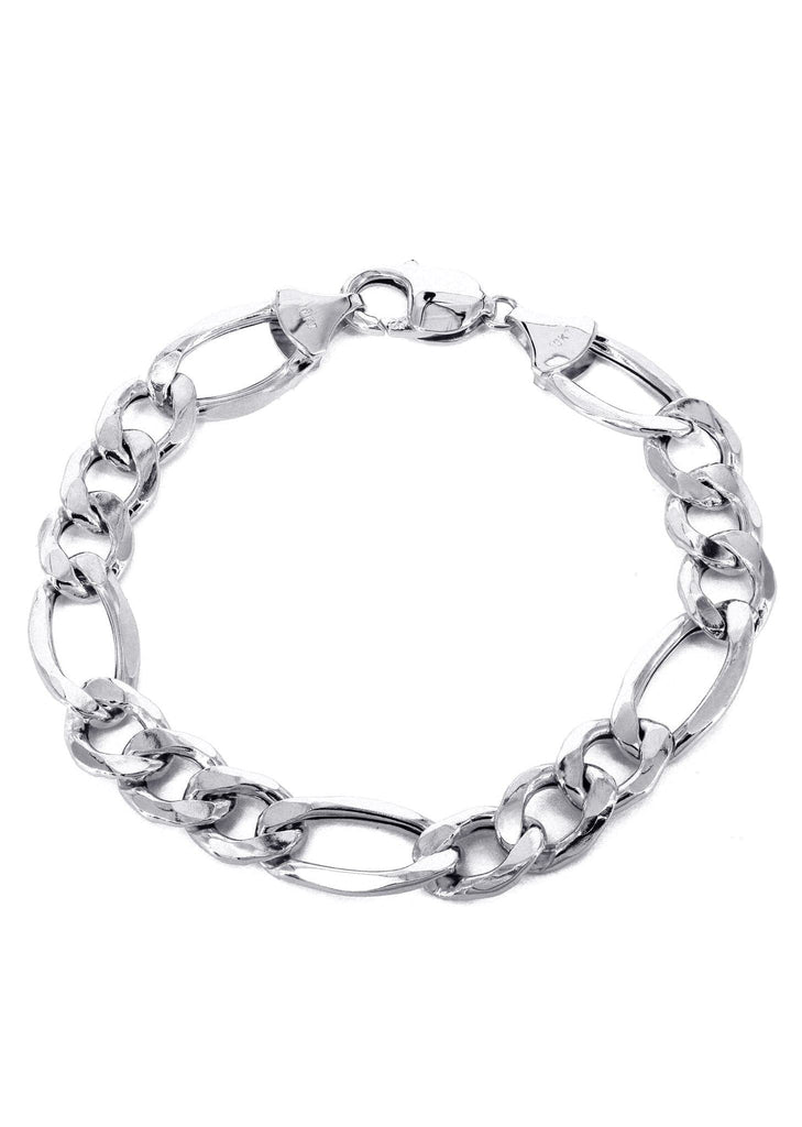 Hollow Mens Figaro Bracelet 10K White Gold Men's Gold Bracelets MANUFACTURER 1 