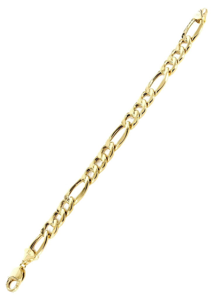 Hollow Mens Figaro Bracelet 10K Yellow Gold Men's Gold Bracelets FROST NYC 