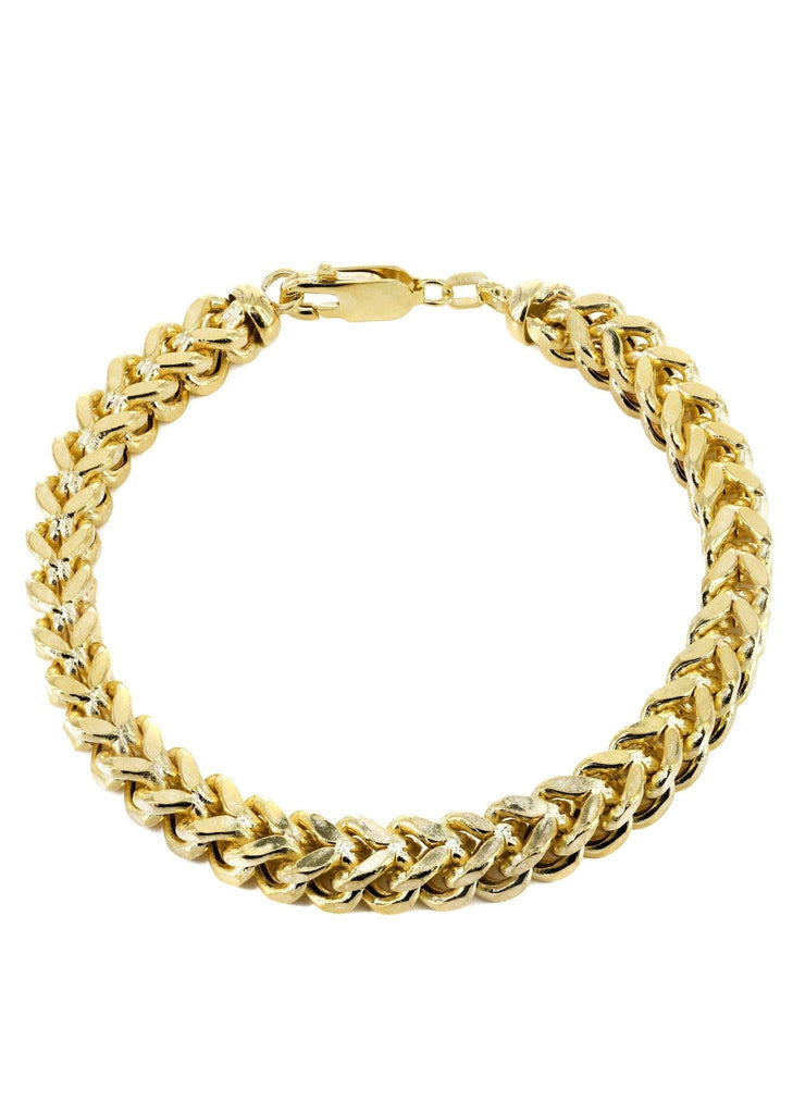 Hollow Mens Franco Bracelet 10K Yellow Gold Men's Gold Bracelets FROST NYC 
