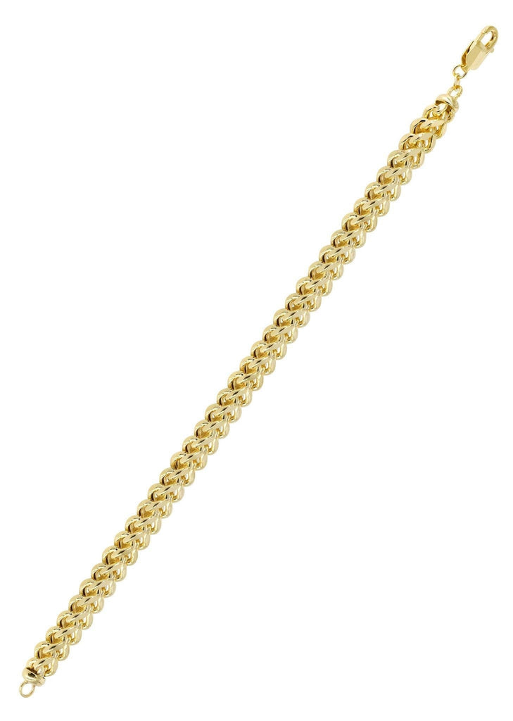 Hollow Mens Franco Bracelet 10K Yellow Gold Men's Gold Bracelets FROST NYC 
