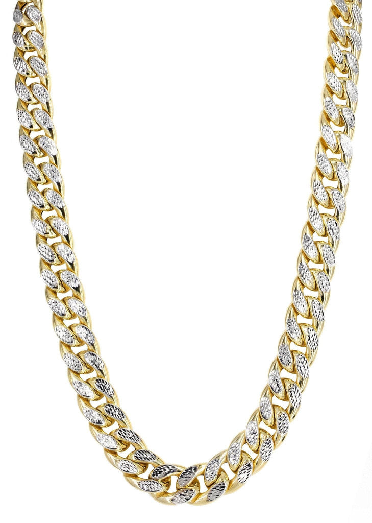 Gold Chain - Mens Hollow Diamond Cut Miami Cuban Link Chain 10k Gold MEN'S CHAINS FROST NYC 