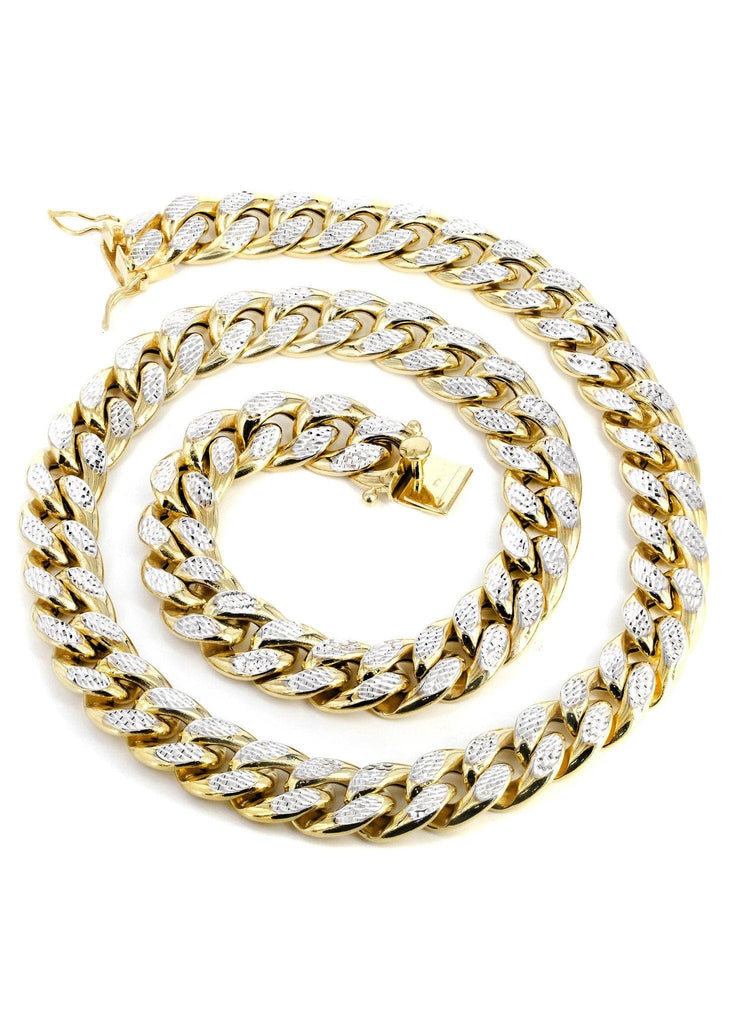 Gold Chain - Mens Hollow Diamond Cut Miami Cuban Link Chain 10k Gold MEN'S CHAINS FROST NYC 