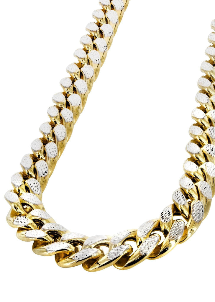 Gold Chain - Mens Hollow Diamond Cut Miami Cuban Link Chain 10k Gold MEN'S CHAINS FROST NYC 