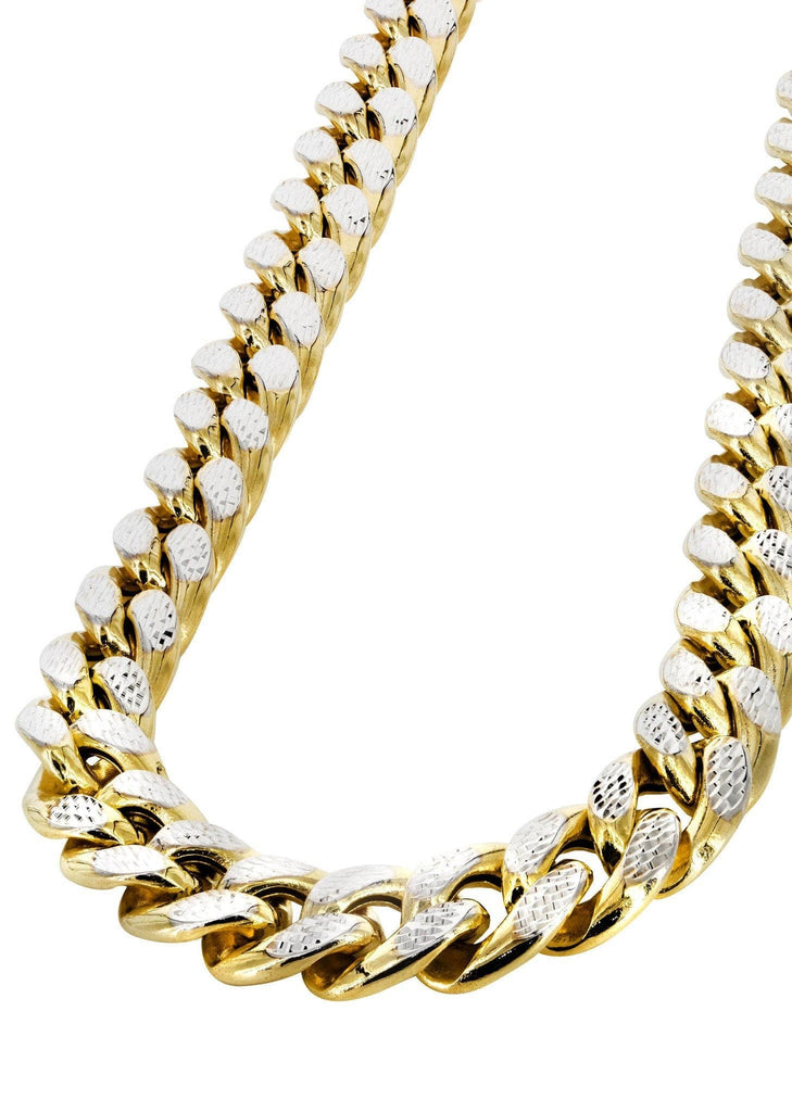Gold Chain - Mens Hollow Diamond Cut Miami Cuban Link Chain 10k Gold MEN'S CHAINS FROST NYC 