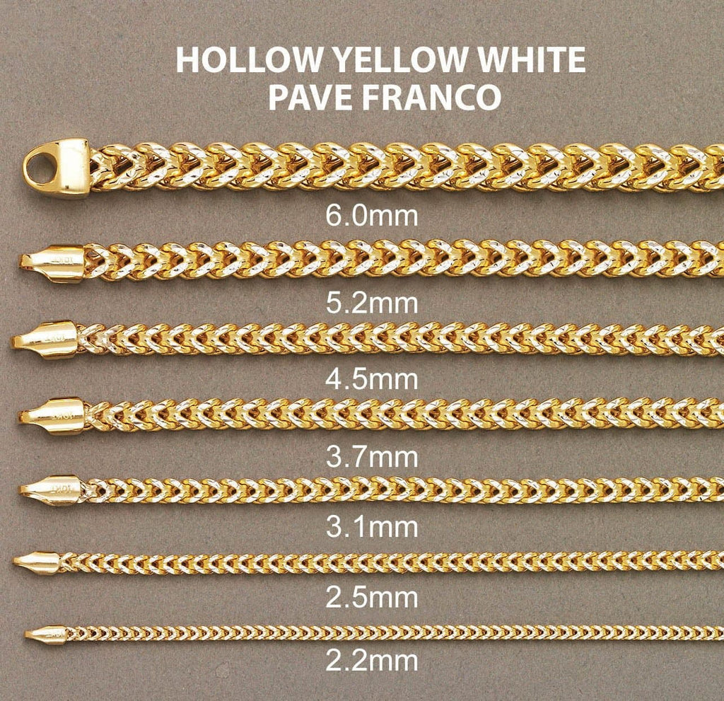 Gold Chain - Mens Hollow Diamond Cut Franco Chain 10K Gold MEN'S CHAINS FROST NYC 