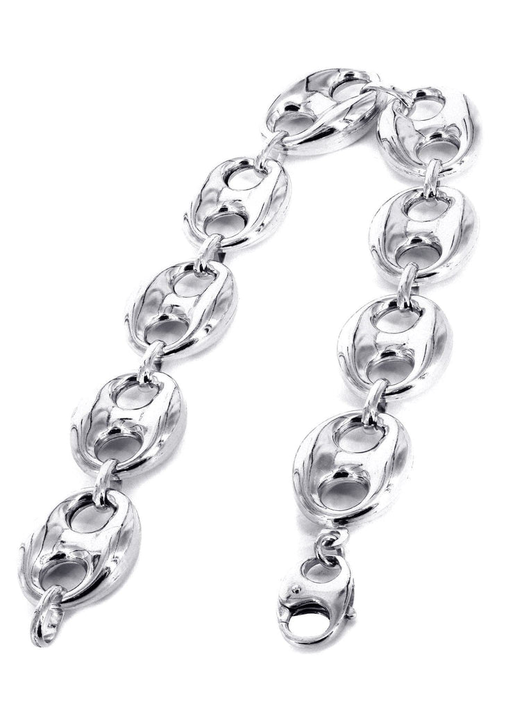 Hollow Mens Puff Bracelet 10K White Gold Men's Gold Bracelets MANUFACTURER 1 