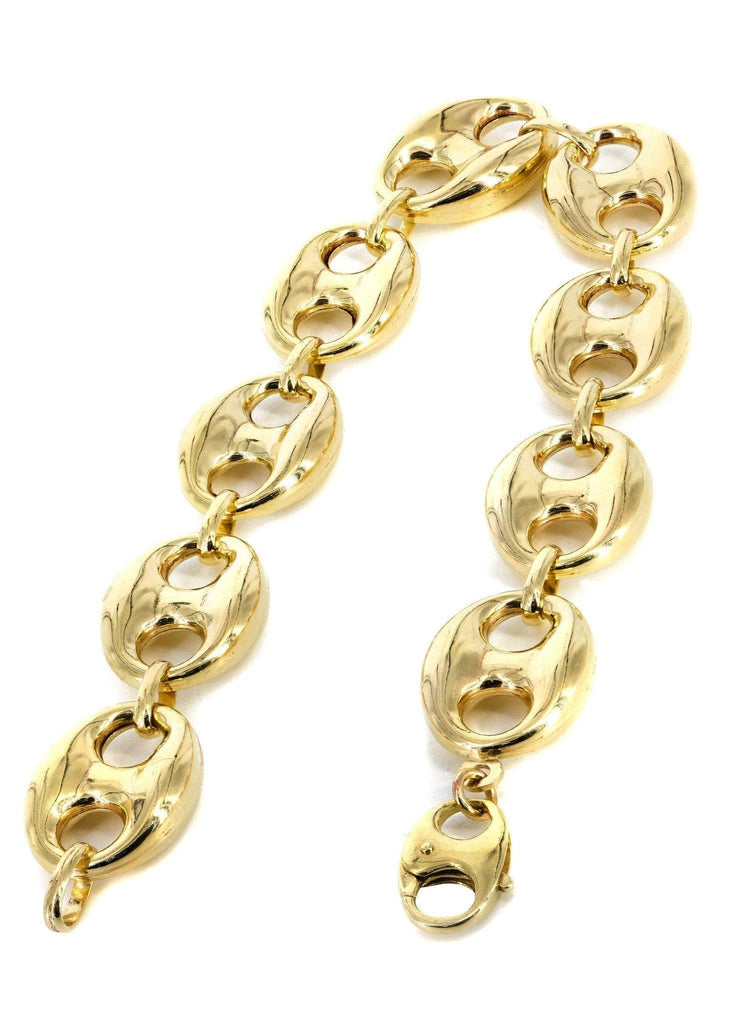 Hollow Mens Puff Bracelet 10K Yellow Gold Men's Gold Bracelets FROST NYC 
