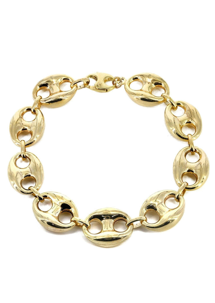 Hollow Mens Puff Bracelet 10K Yellow Gold Men's Gold Bracelets FROST NYC 