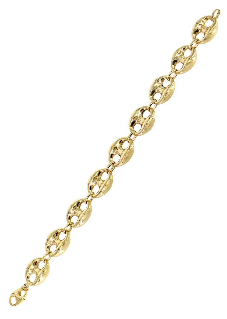 Hollow Mens Puff Bracelet 10K Yellow Gold Men's Gold Bracelets FROST NYC 
