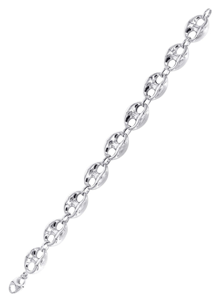 Hollow Mens Puff Bracelet 10K White Gold Men's Gold Bracelets MANUFACTURER 1 