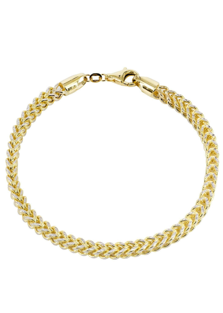 14K Gold Bracelet Hollow Franco Diamond Cut Men's Gold Bracelets FROST NYC 
