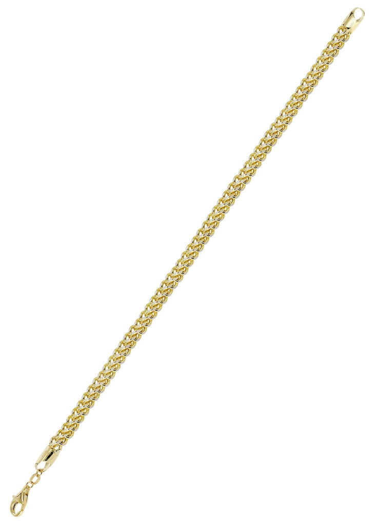 Hollow Mens Diamond Cut Franco Bracelet 10K Yellow Gold Men's Gold Bracelets FROST NYC 