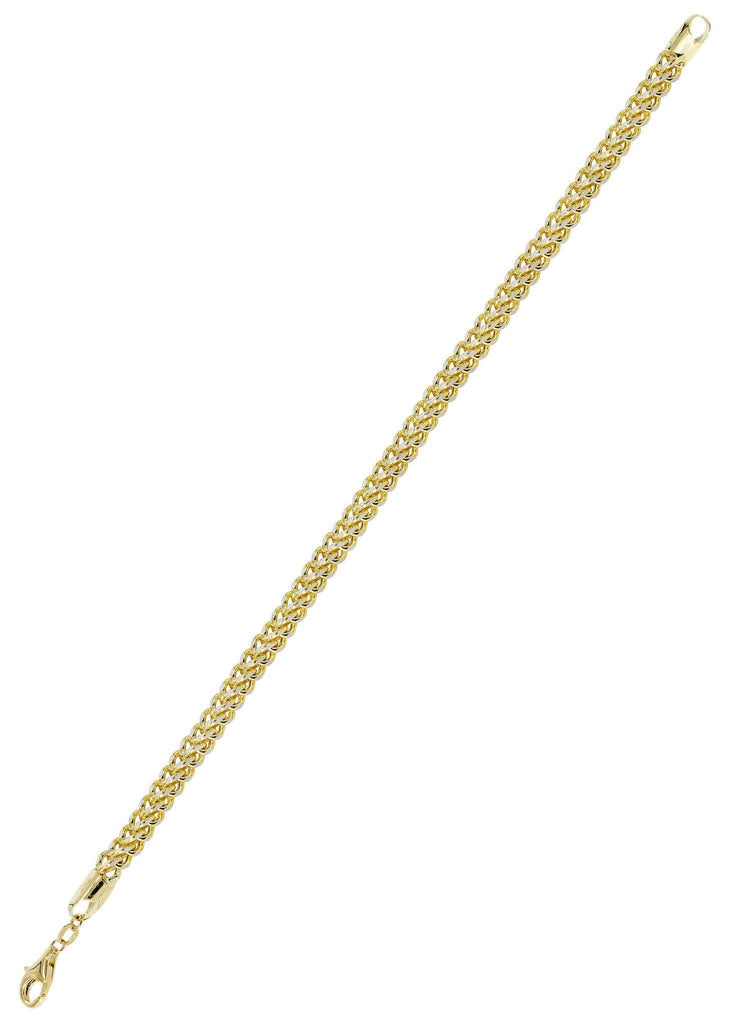 14K Gold Bracelet Hollow Franco Diamond Cut Men's Gold Bracelets FROST NYC 