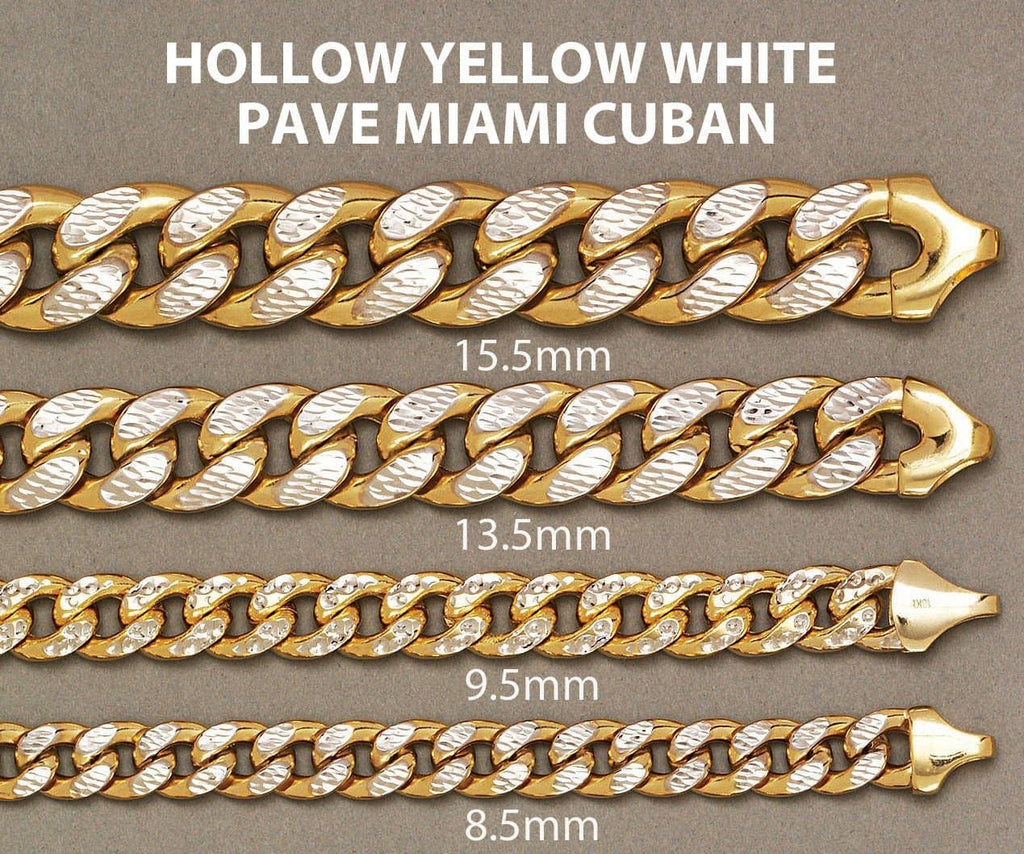 Hollow Mens Diamond Cut Miami Cuban Link Bracelet 10K Gold Men's Gold Bracelets FROST NYC 