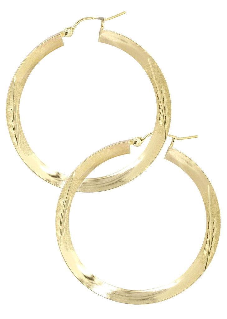 10K Gold Diamond Cut Hoop Earrings | Customizable Size Gold Hoop Earrings FROST NYC 