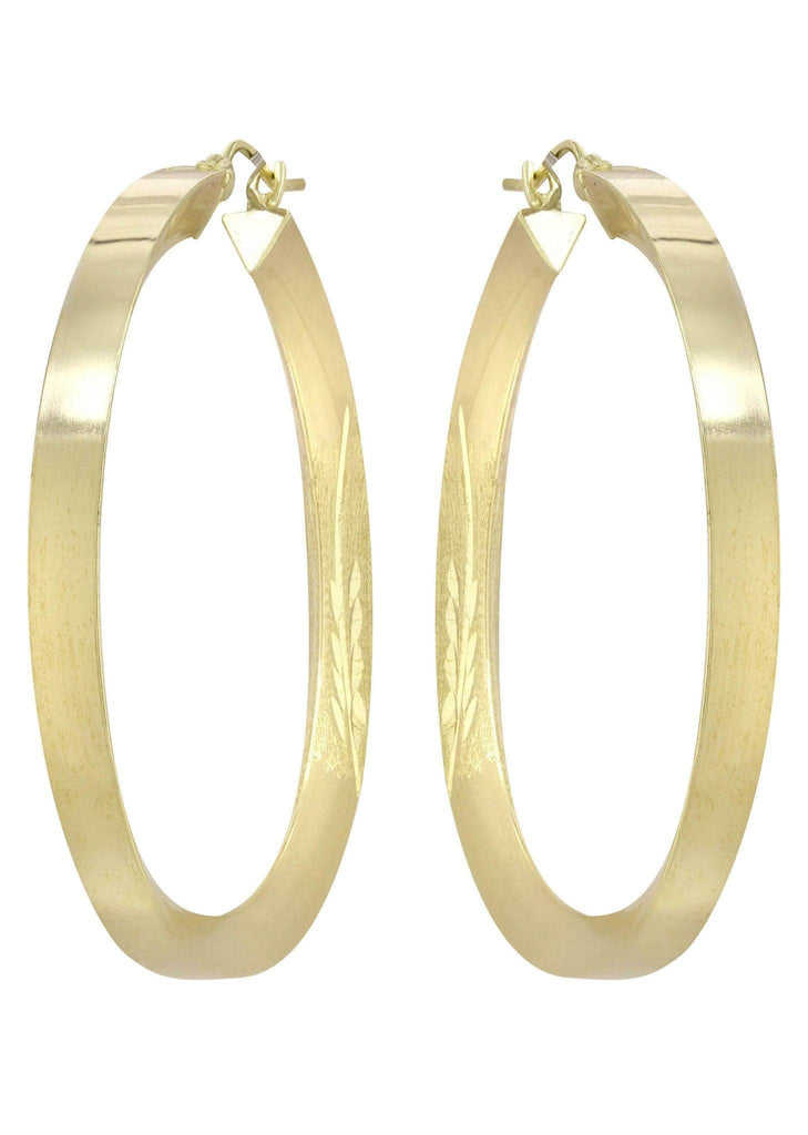 10K Gold Diamond Cut Hoop Earrings | Customizable Size Gold Hoop Earrings FROST NYC 