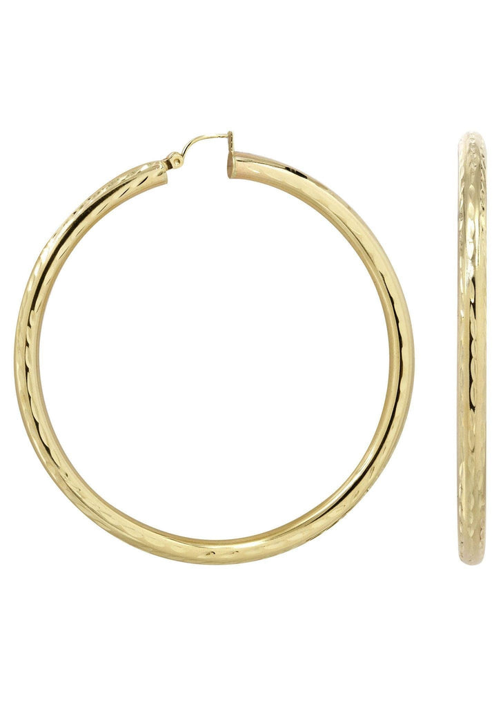 10K Gold Diamond Cut Hoop Earrings | Customizable Size Gold Hoop Earrings FrostNYC 