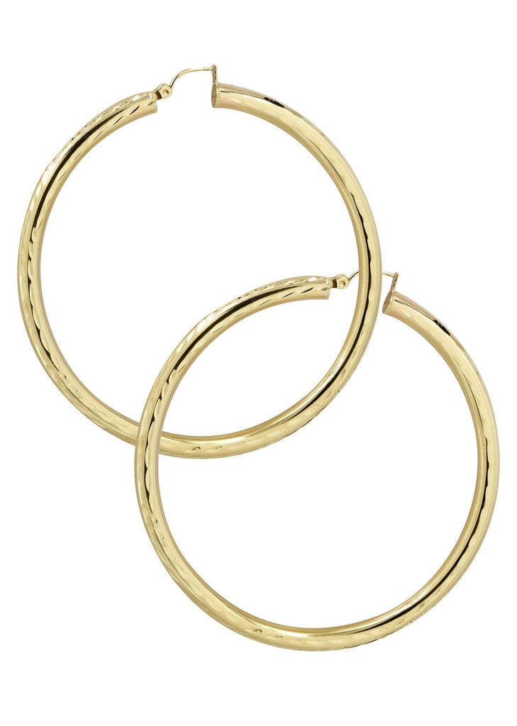 10K Gold Diamond Cut Hoop Earrings | Customizable Size Gold Hoop Earrings FrostNYC 