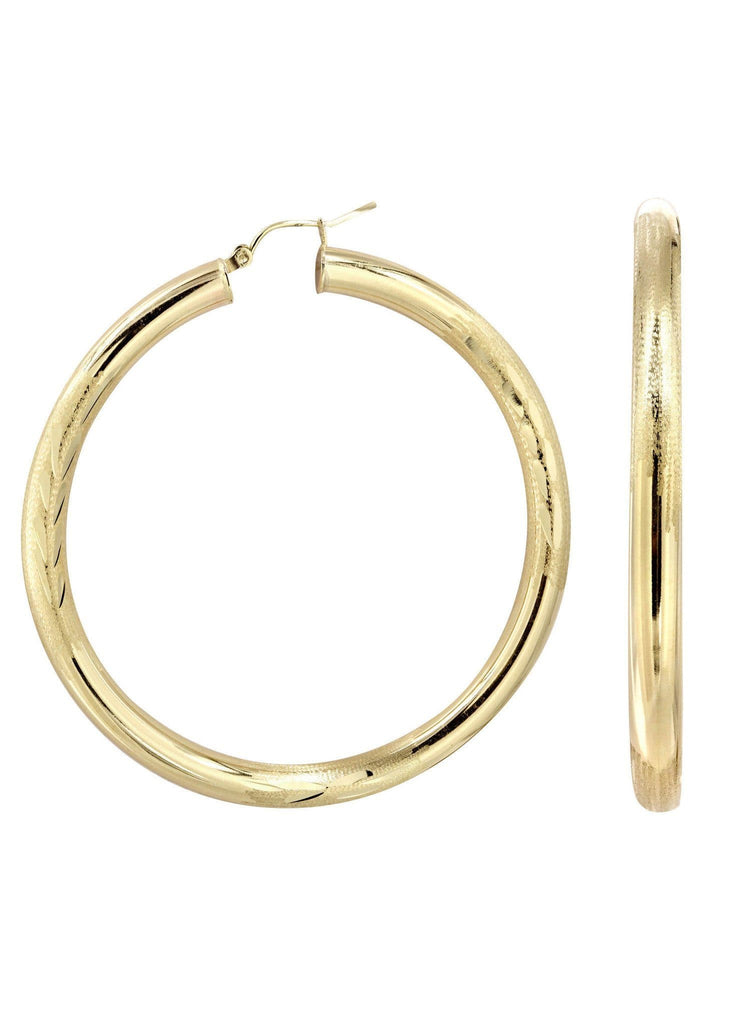 10K Gold Diamond Cut Hoop Earrings | Customizable Size Gold Hoop Earrings FROST NYC 