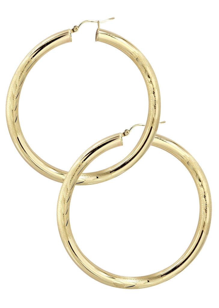 10K Gold Diamond Cut Hoop Earrings | Customizable Size Gold Hoop Earrings FROST NYC 