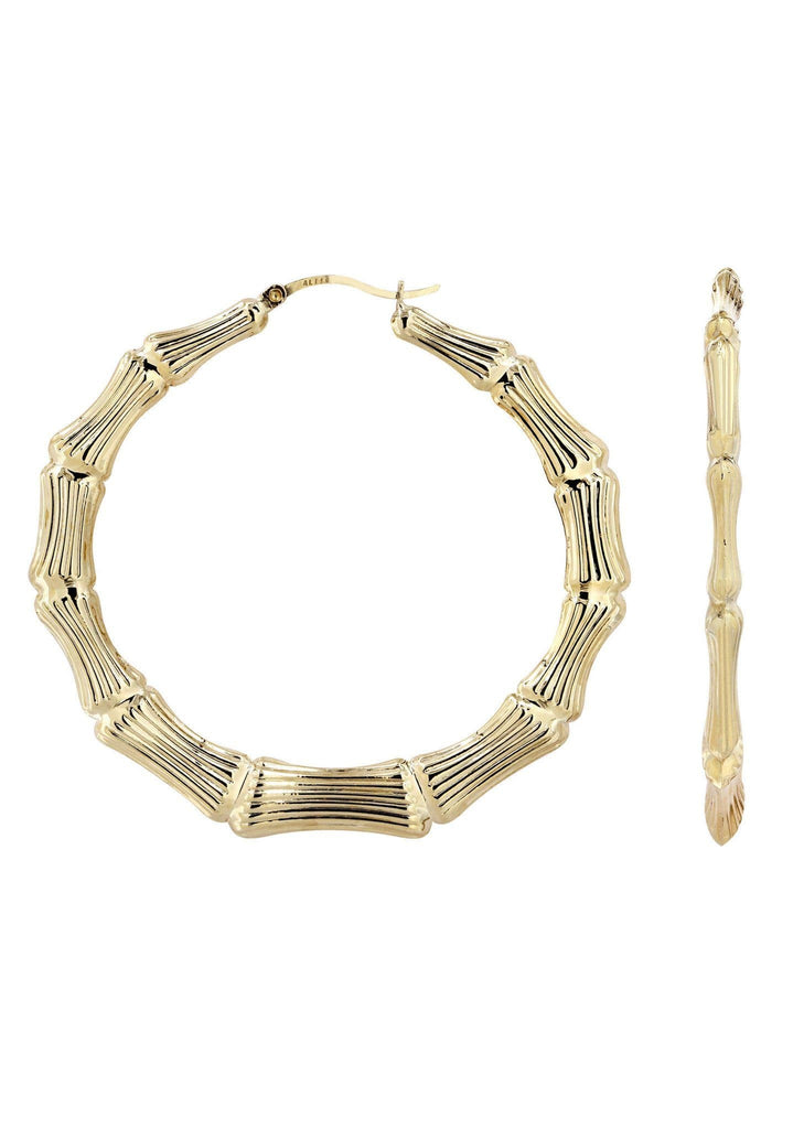 10K Gold Bamboo Hoop Earrings | Customizable Size Gold Hoop Earrings FROST NYC 