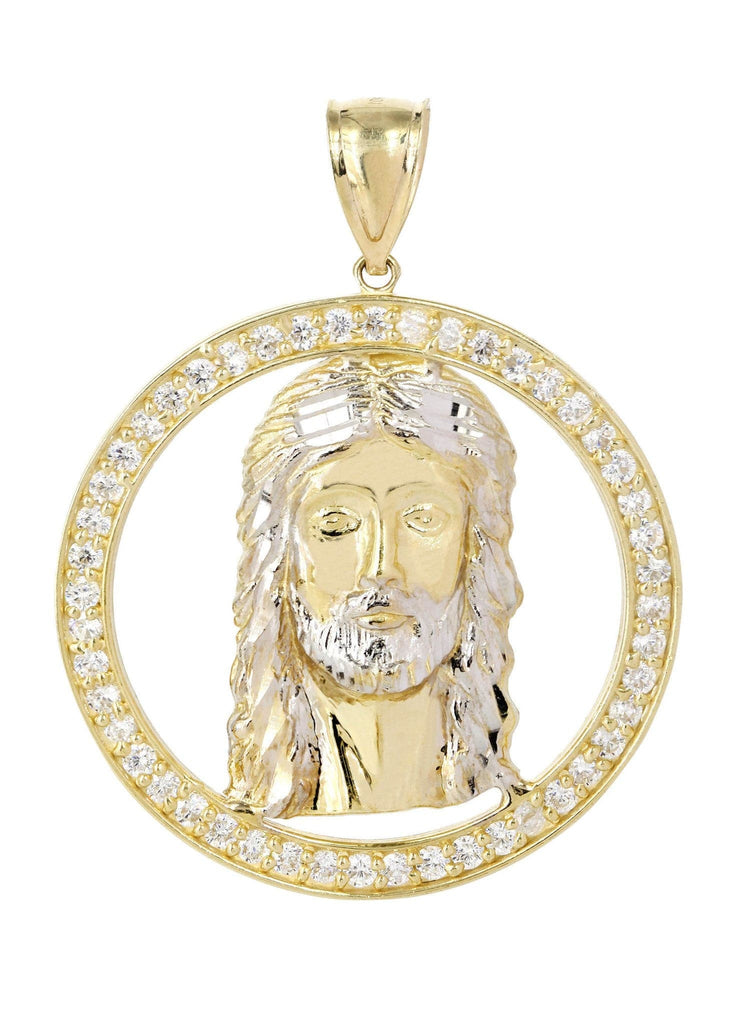 Big Jesus Piece & Cz 10K Yellow Gold Pendant. | 8.4 Grams MEN'S PENDANTS FROST NYC 