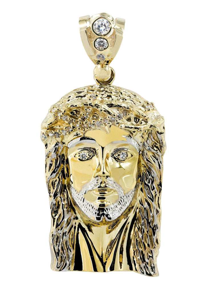 Big Jesus & Cz 10K Yellow Gold Pendant. | 37.9 Grams MEN'S PENDANTS FROST NYC 